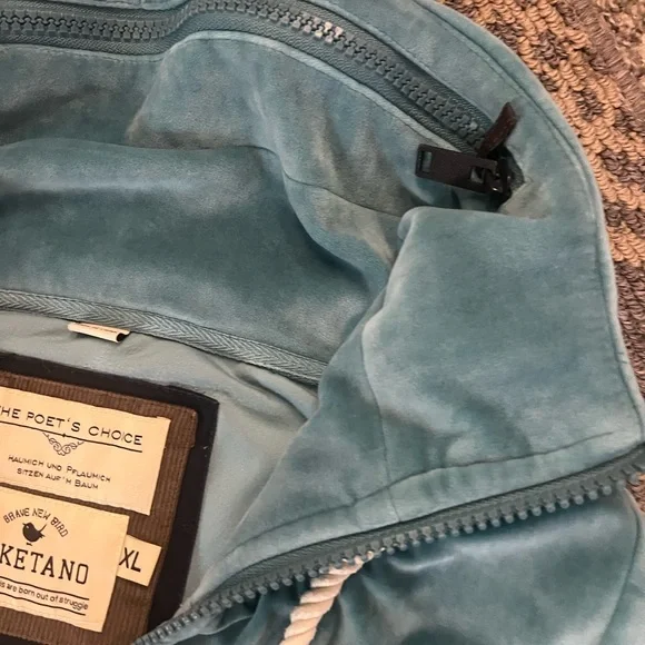 Naketano sea foam green Zip-Up Hoodie velour like new sz XL poets choice - Picture 5 of 6